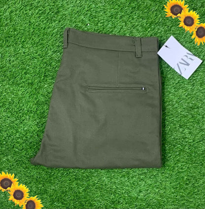 COTTON Dress PANTS ZARA (DARK GREEN)