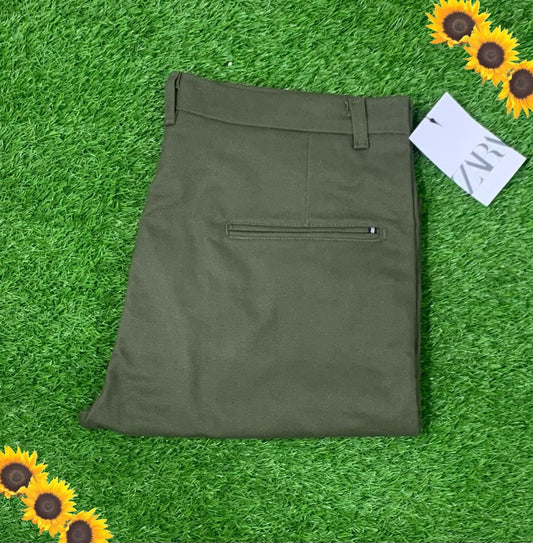 COTTON Dress PANTS ZARA (DARK GREEN)