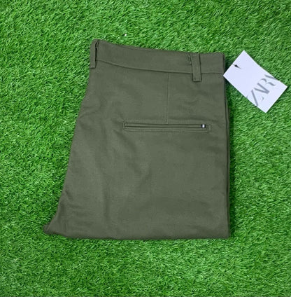 COTTON Dress PANTS ZARA (DARK GREEN)