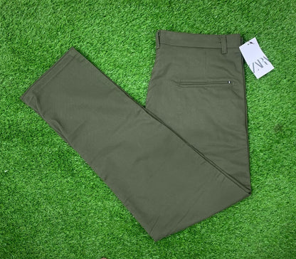 COTTON Dress PANTS ZARA (DARK GREEN)