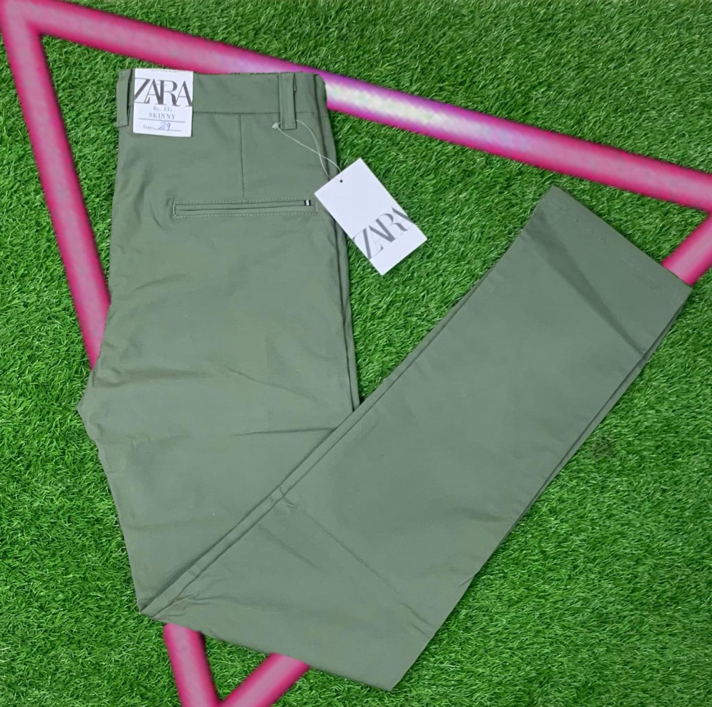 COTTON Dress PANTS ZARA (LIGHT GREEN)