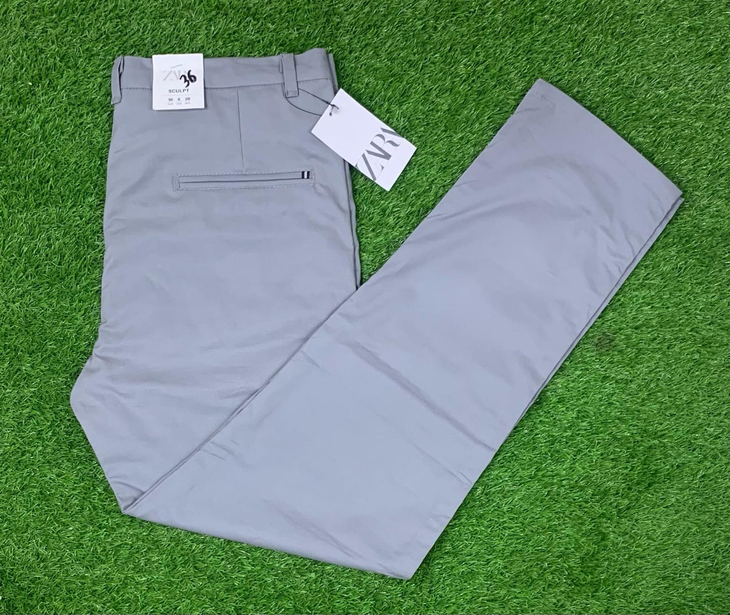 COTTON Dress PANTS ZARA (GREY)