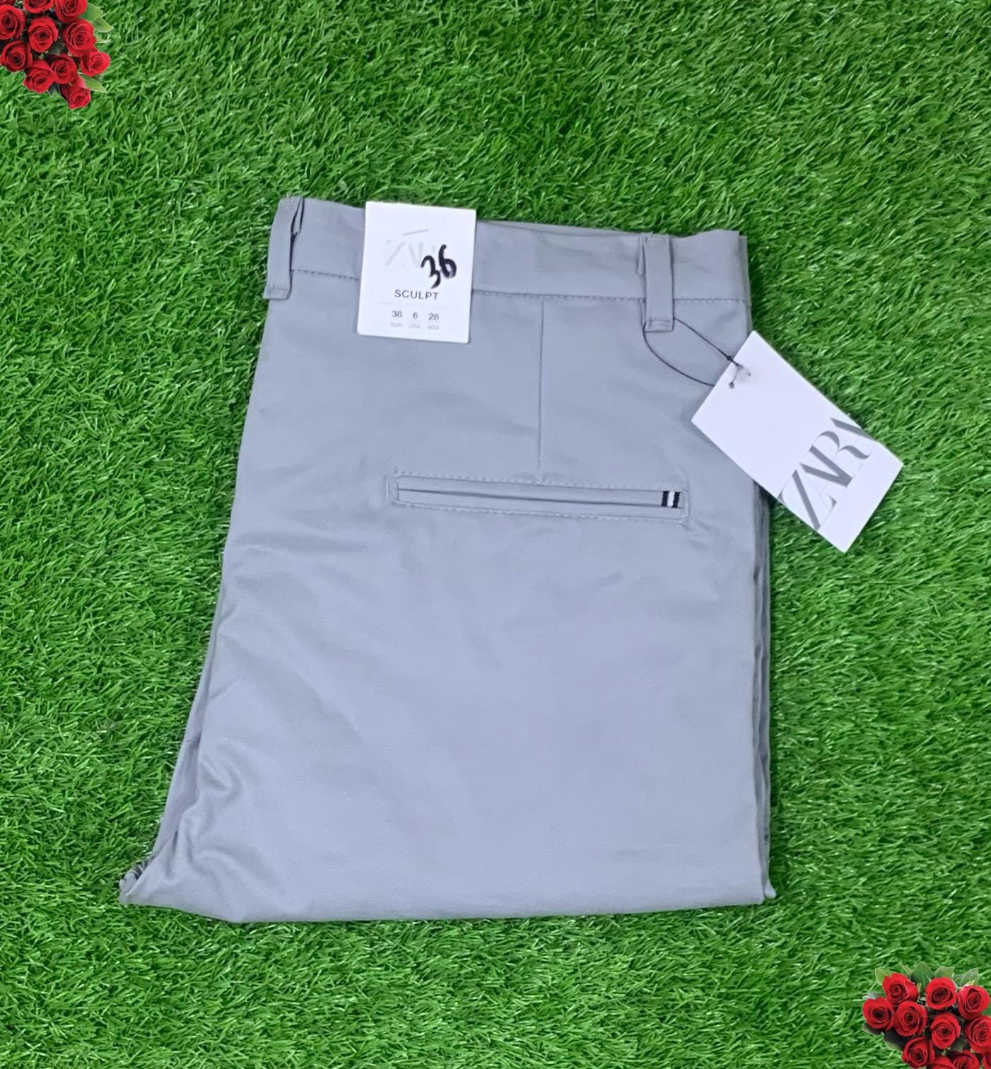 COTTON Dress PANTS ZARA (GREY)