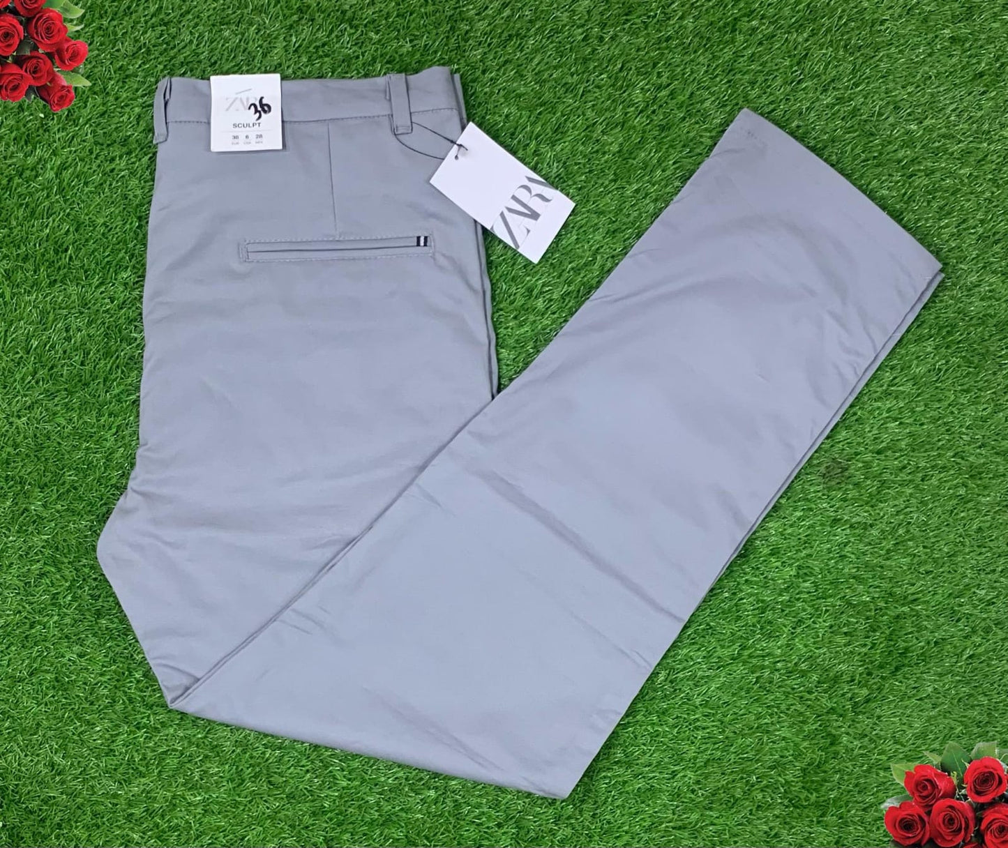 COTTON Dress PANTS ZARA (GREY)